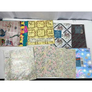 VTG Lot Birthday Holiday Kids Cartoon Wrapping Gift Paper Sheets Scrapbook 90's